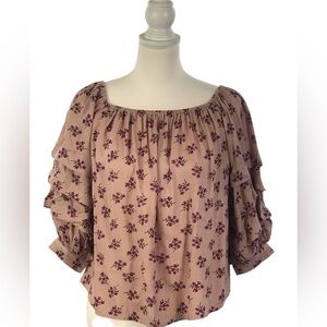 American Eagle Outfitters Women’s Off The Shoulder Floral Dusty Rose Top Small